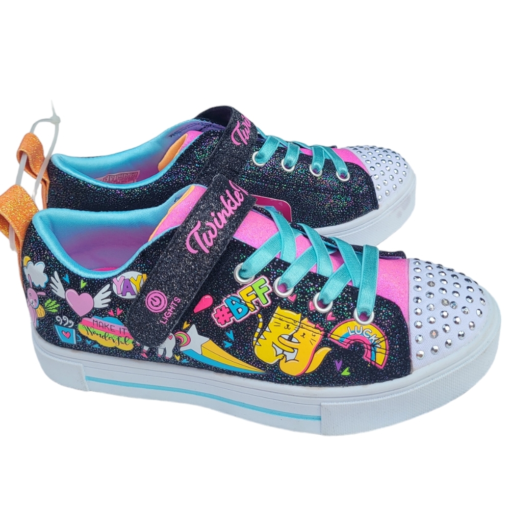 Skechers size 3 NWOT Twinkle toes light up glitter print running shoes - Picture 8 of 8